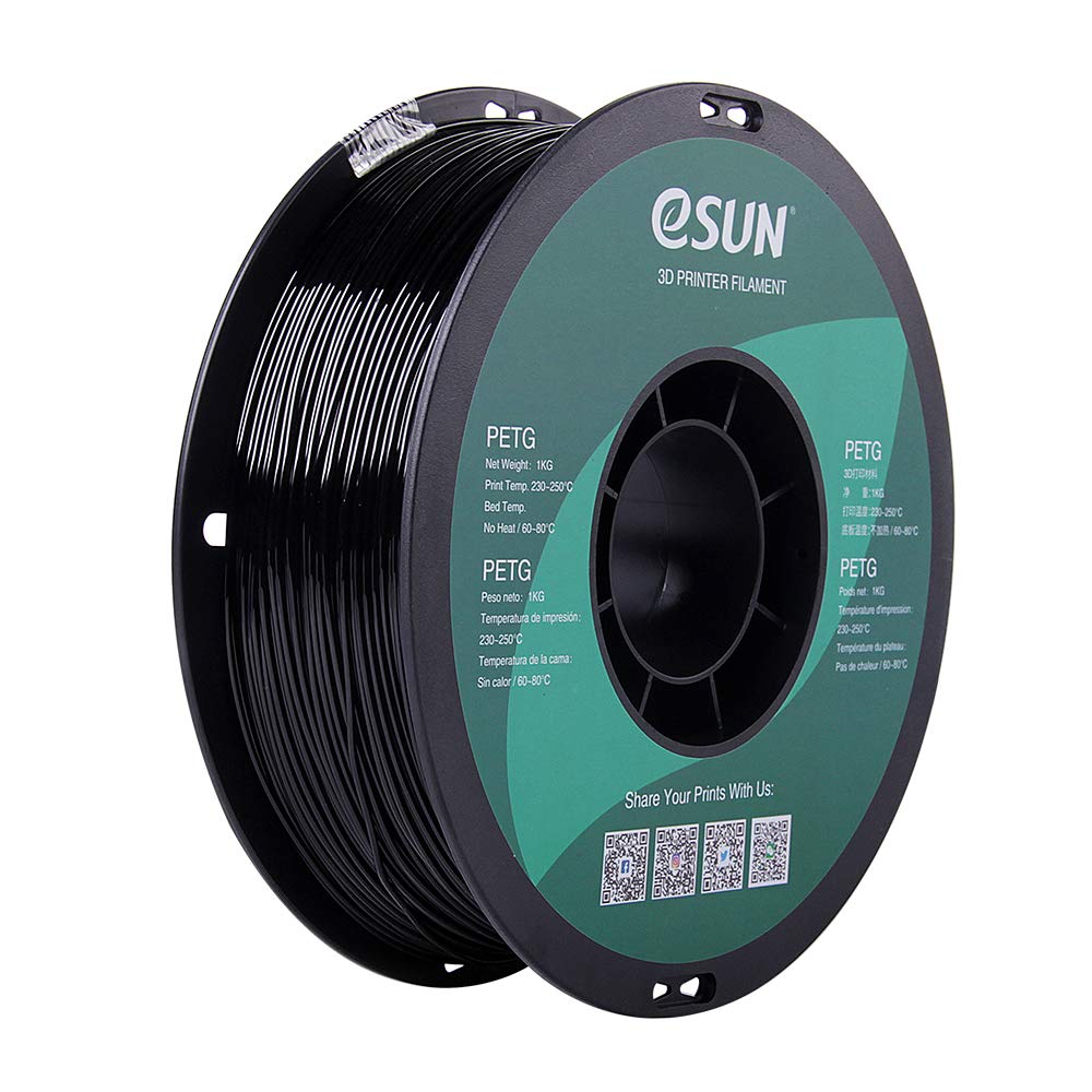eSUN PETG 1.75mm 3D Printer Filament Printing Consumables Dimensional Accuracy: +/- 0.05mm 1kg(2.2lb) Spool Material Refills Solid Black
