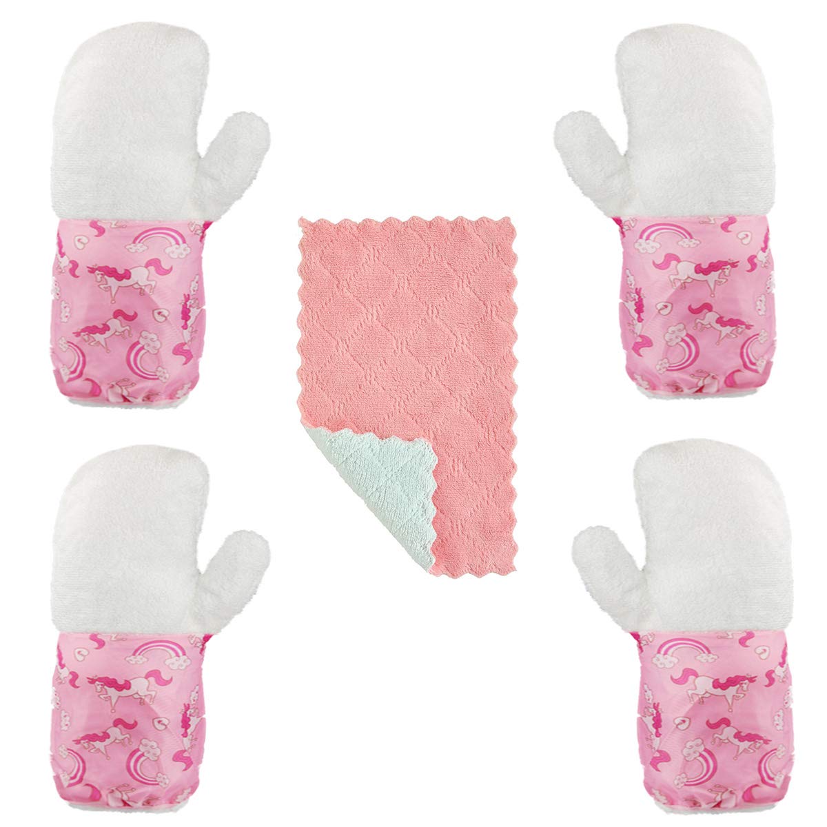 2 in 1 Household Dishwashing Cleaning Dishcloth Glovs,Reusable Double Layer Multifunctional Heat-Insulated Waterproof Dish Towels 2 Pairs Kitchen Cloths