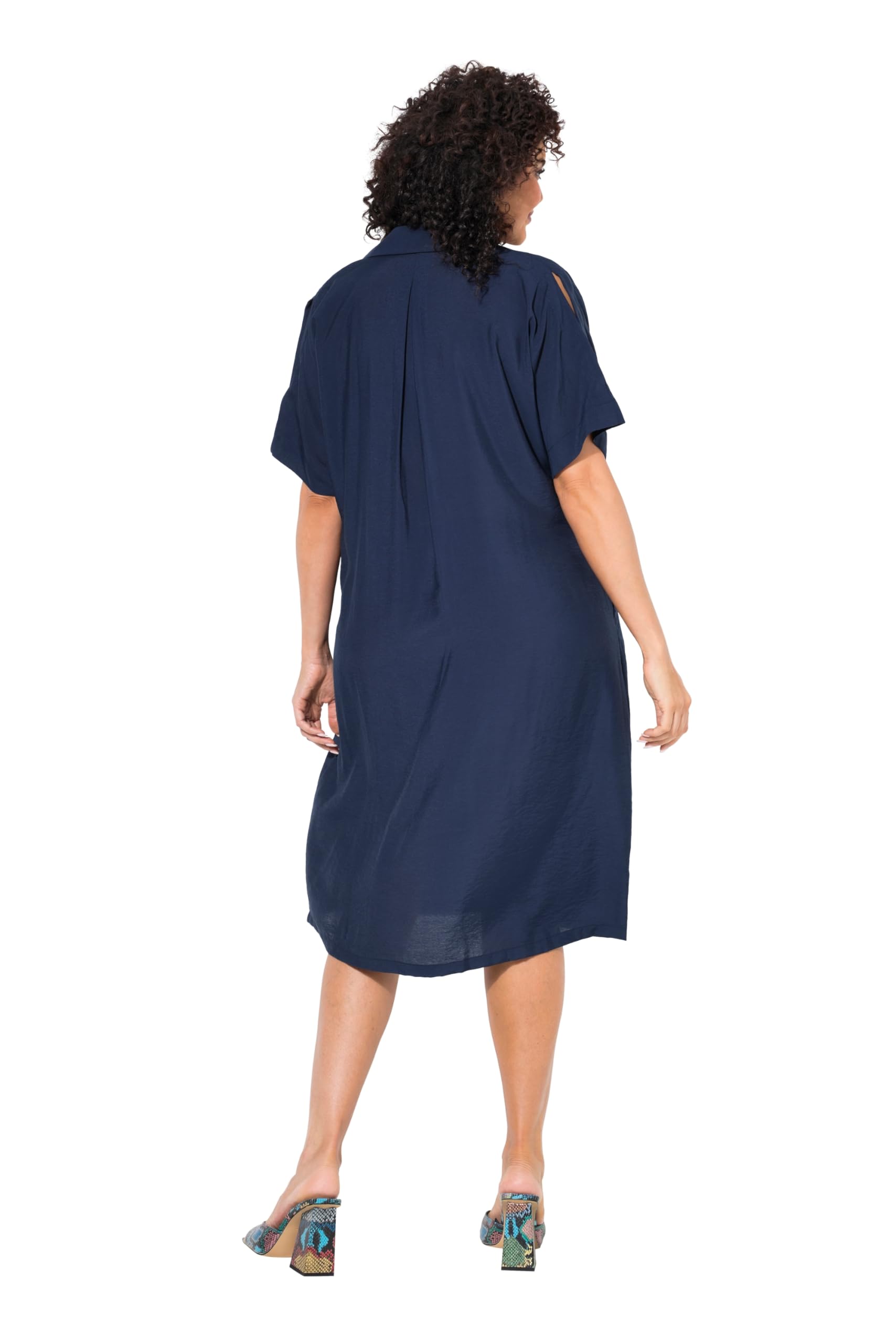 Ulla Popken Polokleid Mit Schlitz Am Ärmel Robe Polo avec Fente sur Les Manches Femme (Lot de 1)