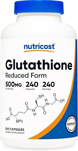 Nutricost Cápsulas de glutatión 500 mg, 240 cápsulas, sin gluten, sin OMG