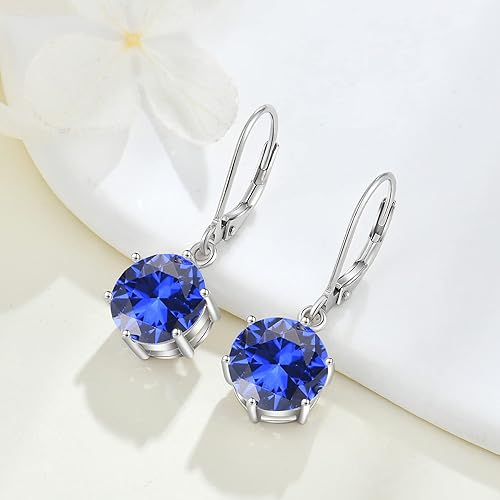 Miniatura 3 de Aretes colgantes de plata de ley 925 para mujer, aretes colgantes con cierre de palanca con circonita cúbica 3A de 0.394 pulgadas