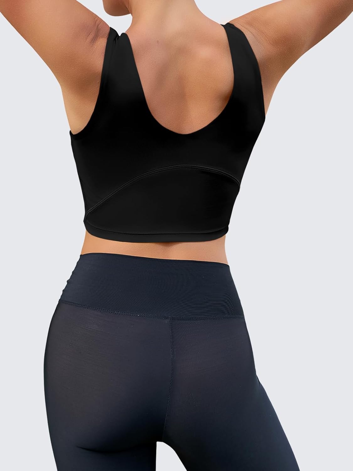 Aoysky Longline Sports Bras for Women V Neck Padded Workout Yoga Wirefree Cami Built in Bra U Back Crop Tank Tops