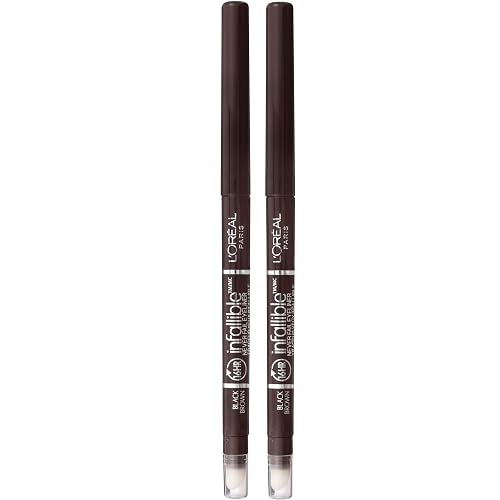 L'Oreal Paris Makeup Infallible Never Fail Original Mechanical Pencil Eyeliner with Built in Sharpener, Black Brown, 0.0