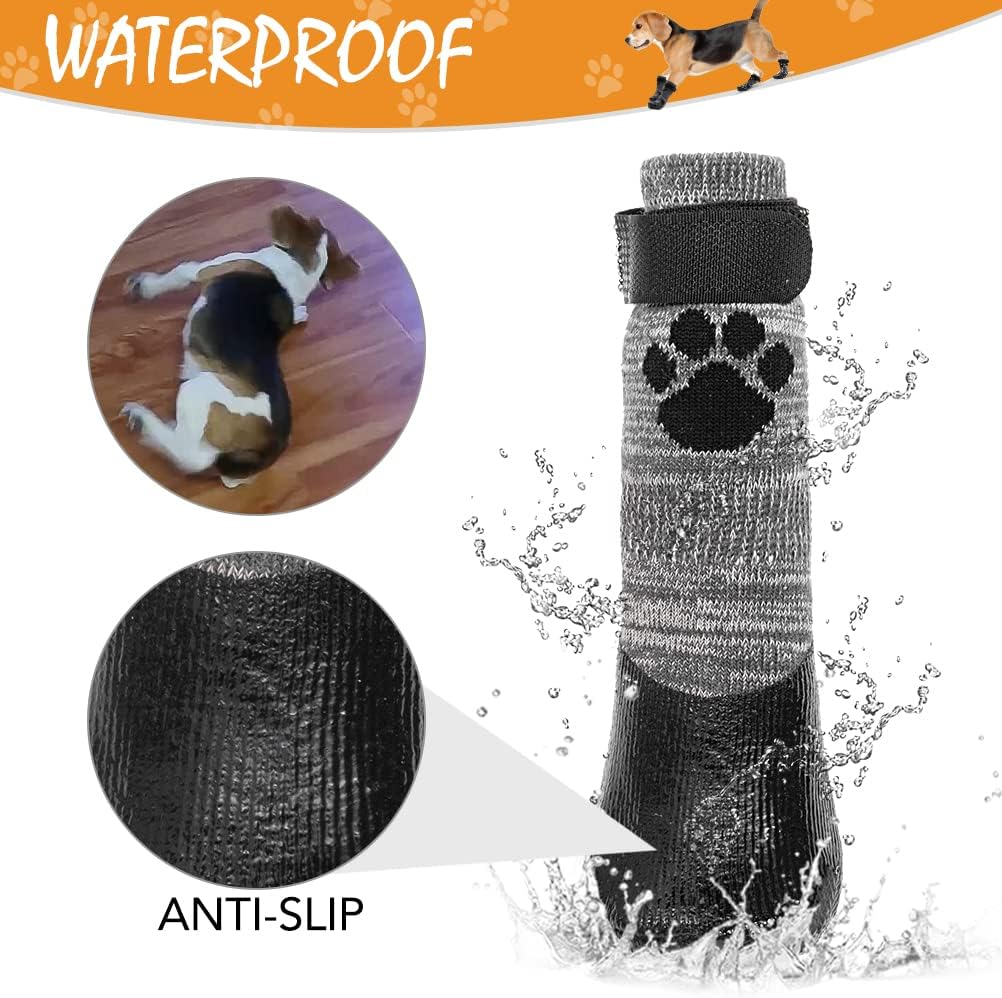 KOOLTAIL Anti Slip Dog Socks for Hot/Cold Pavement to Prevent Licking Paws,Booties for Hardwood Floors,Traction Rain Dog Boots&Paw Protectors Shoes with Grip for Outside Small Medium Large Senior Dogs - Image 4