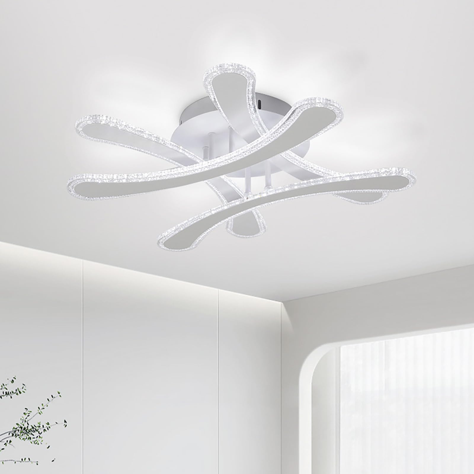 Lampy Sufitowe LED – Elegancka, Zakrzywiona Lampa Sufitowa – Trójkolorowe Oświetlenie 78 W, Nowoczesna Oprawa Sufitowa Do Salonów, Sypialni, Przedpokoju I Kuchni,White-2pc