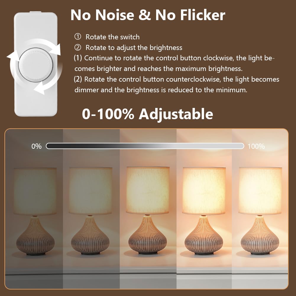 AXFEE Interruptor Regulador de Luz, Dimmer Led 220V, 220V-240V AC/50hz Regulador Intensidad Led, Potenciómetro Regulador de Luz con Interruptor, para 3-100W Lampara LED y Bombillas Regulables, Blanco
