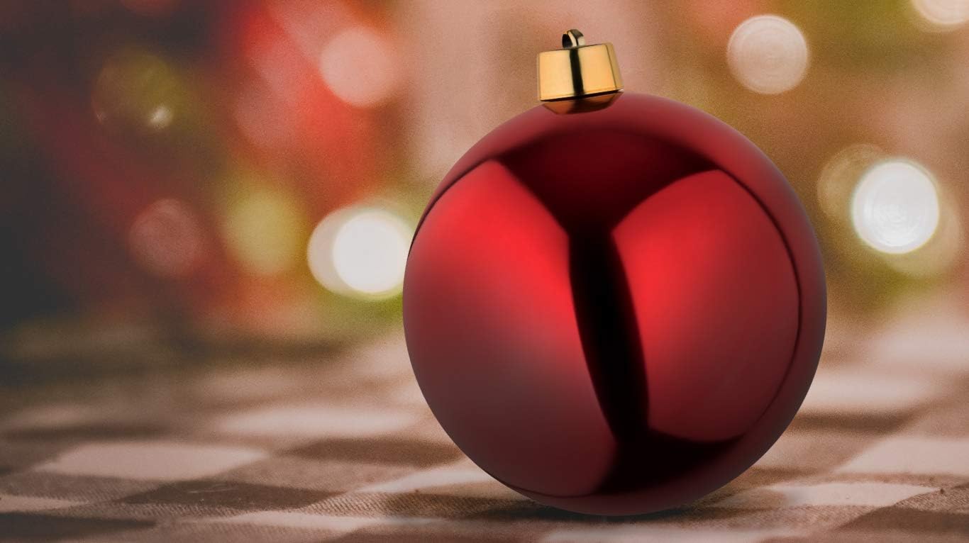 8 große Weihnachtskugeln Christbaumkugel rot glänzend 25 cm Durchmesser. Für Innen und wetterfest für Aussen.Mit Stahlring zur wiederverwendbaren Befestigung (8 Kugeln je 25 x 25 cm)