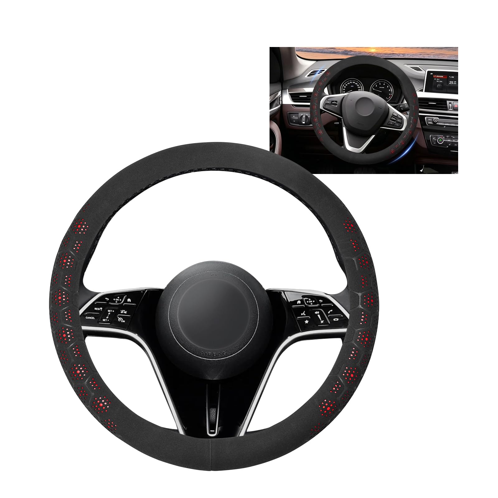 Sportlich Lenkradbezug Runde Forme Universal Auto Lenkradhülle Rot