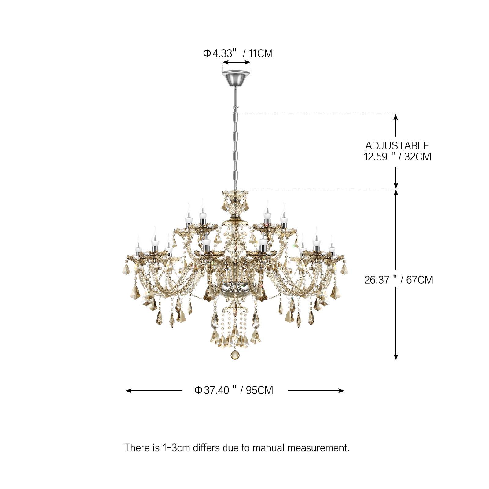 Ridgeyard Moderno Soggiorno Lampadario di Cristallo a 4 Luci,K5 Cognac Regolabile Cristallo Lampadari Gocce Soffitto Lampada,4 X 40W E14 per La Decorazione Della Casa Soggiorno Sala da Pranzo