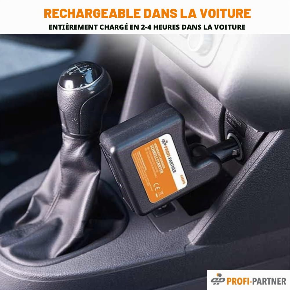 Démarreur de voiture - démarreur rapide rechargeable, connexion 12 volts, batterie USB avec indicateur de charge, auto, démarreur de batterie, alimentation allume-cigare, booster de