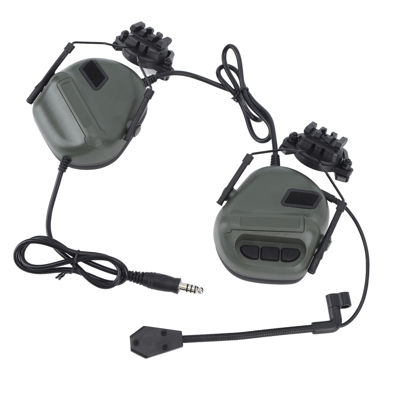 Haofy Auriculares de Tiro, Auriculares de Protección Auditiva Flexibles Telescópicos, Rotación de 360 ​​Grados, Algodón Insonorizado, Plegable para Militares (Verde)