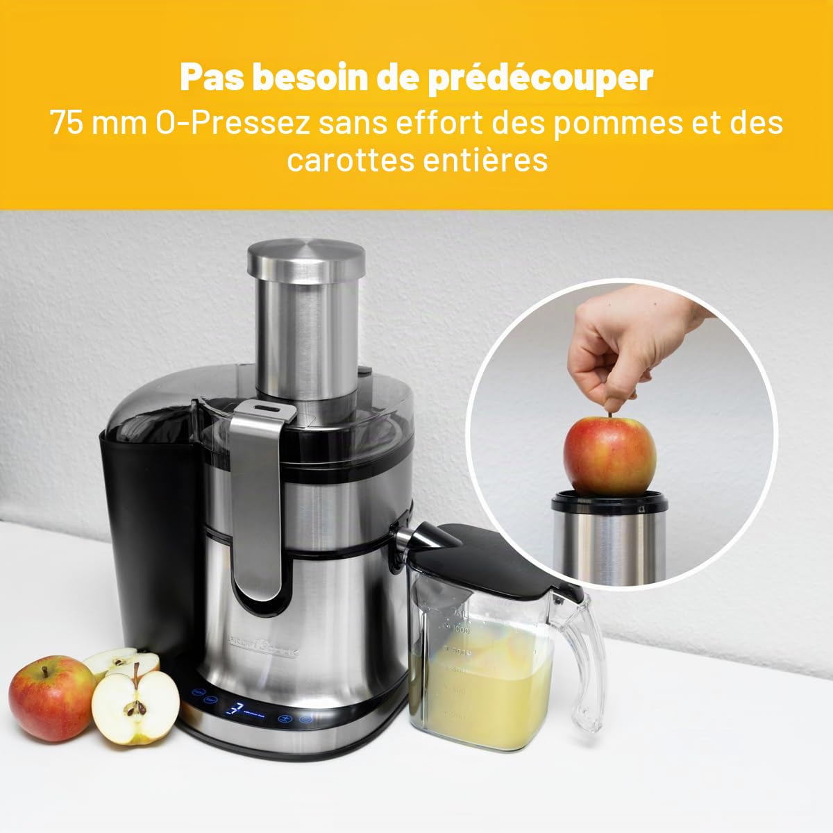 PROFI COOK PC-AE 1156 - Centrifugeuse Professionnelle - Bol 1 litre - 5 vitesses - Fonction turbo - Commande tactile - Affichage LED - 800 Watts - Couleur Argent et Noir