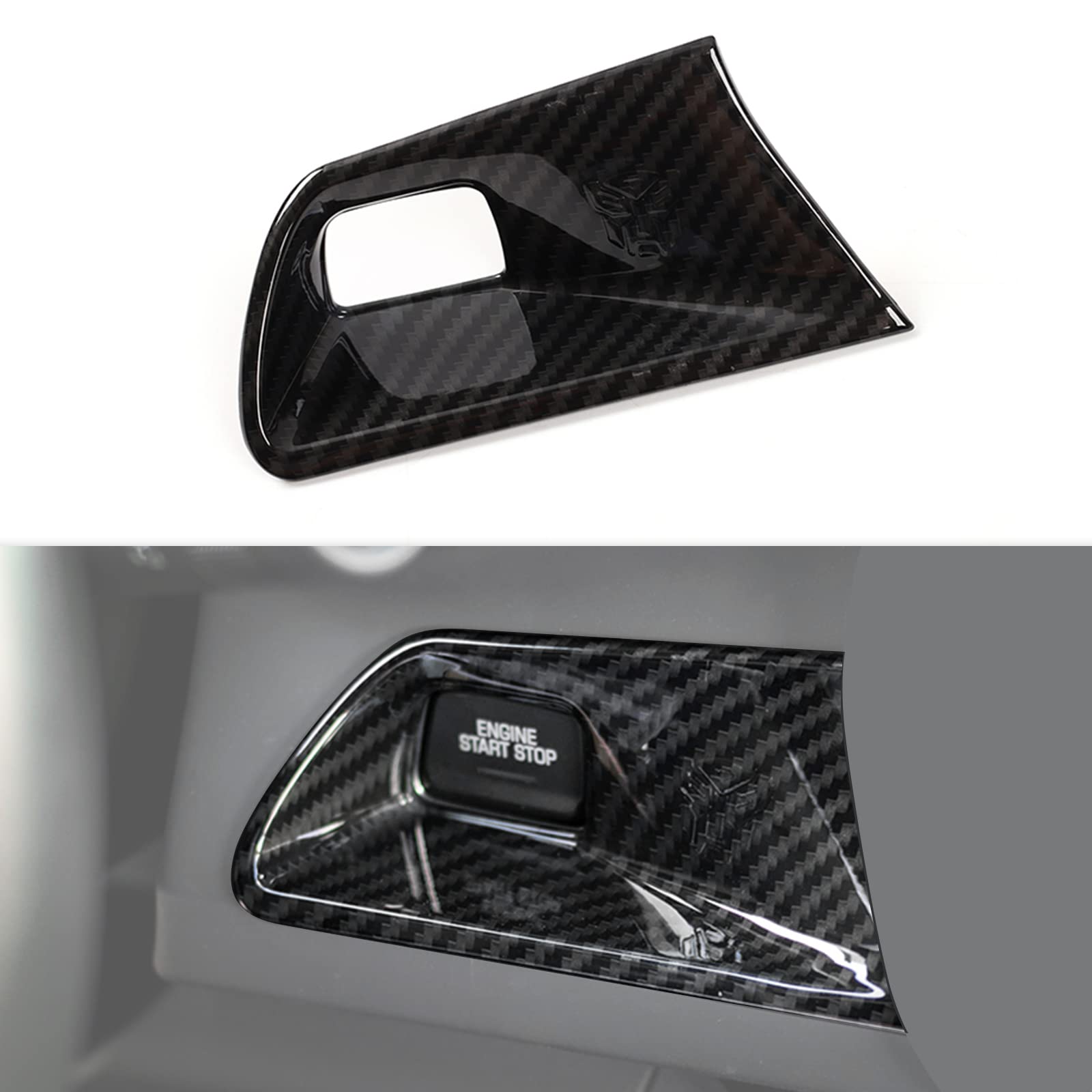 CheroCar for Chevrolet Camaro Engine Start Stop Button Trim Cover Interior Accessories for Chevrolet Camaro 2017 Up (Carbon Fiber)