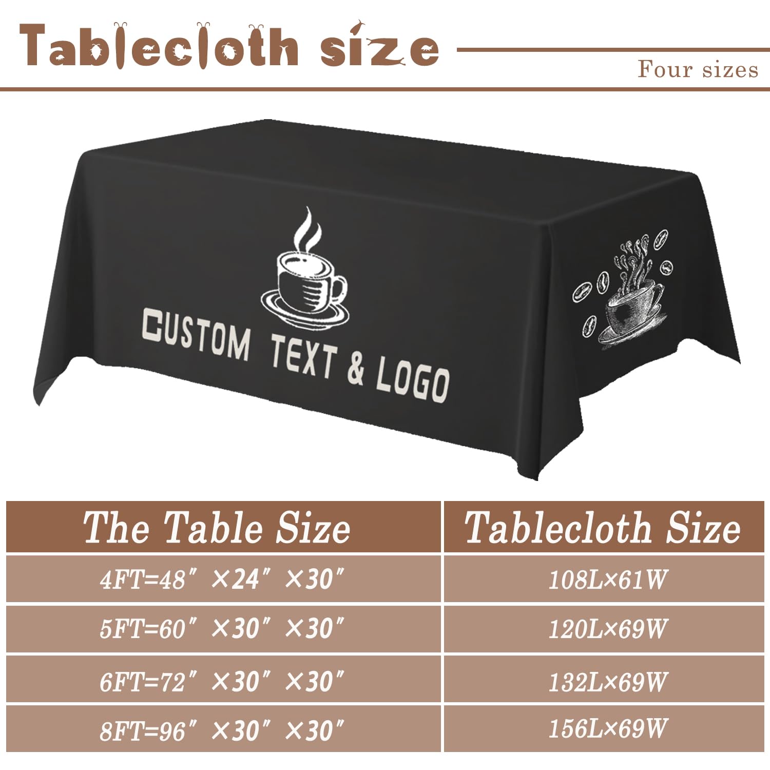 Custom Logo Tablecloth - Personalized Polyester Fitted Table Cover For 4FT, 6FT, 8FT, 10FT Tables - Perfect For Tradeshows, Birthdays & Events - View #11