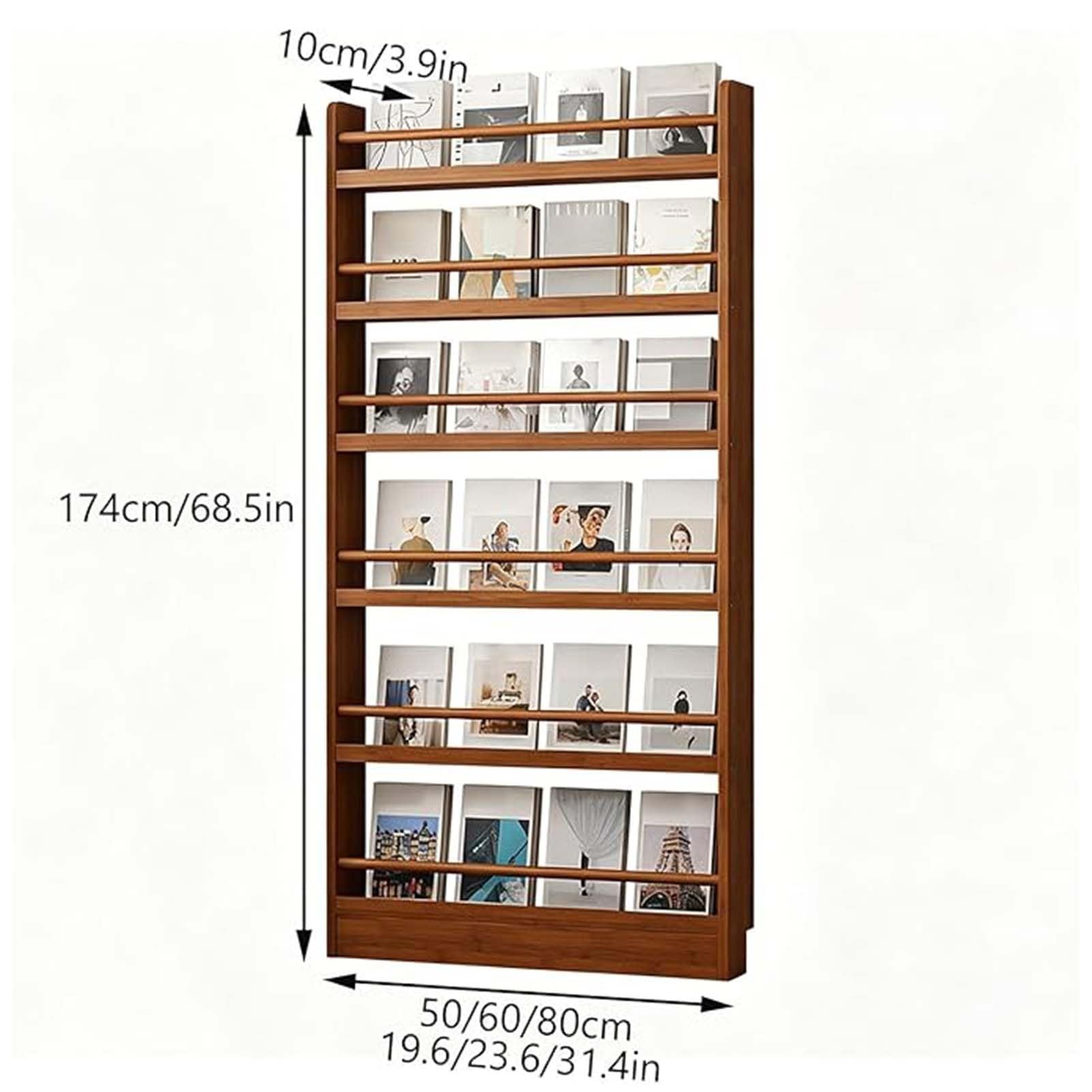 Portariviste Da Terra, Espositore Per Brochure In Legno Massello, Design Verticale Salvaspazio, Porta Riviste Per Soggiorno, Ufficio, Mostre(19.6x3.9x68.5in)