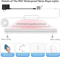 Vista 8 de Neon Rope Lights, 50FT RGB Led Strip, Waterproof IP67, DIY Design, Music Sync, 44 Keys Remote Control, Multiple Modes, for Living Room, Bedroom