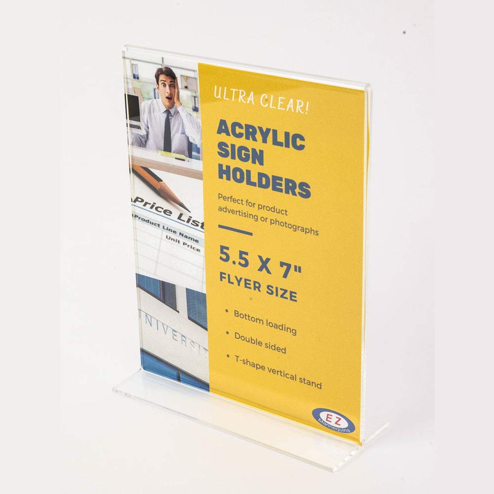 Buy Acrylic TShape Clear Display Vertical Stand Up Sign Holder 5.5 x 7