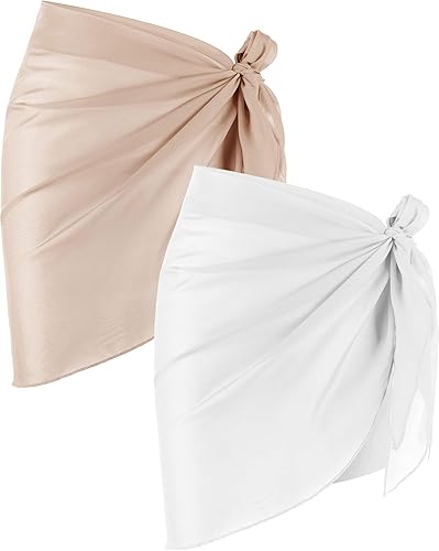 Chuangdi - Pareo para mujer, 2 unidades, salida de baño, para usar sobre traje de baño o el bikini, falda de gasa