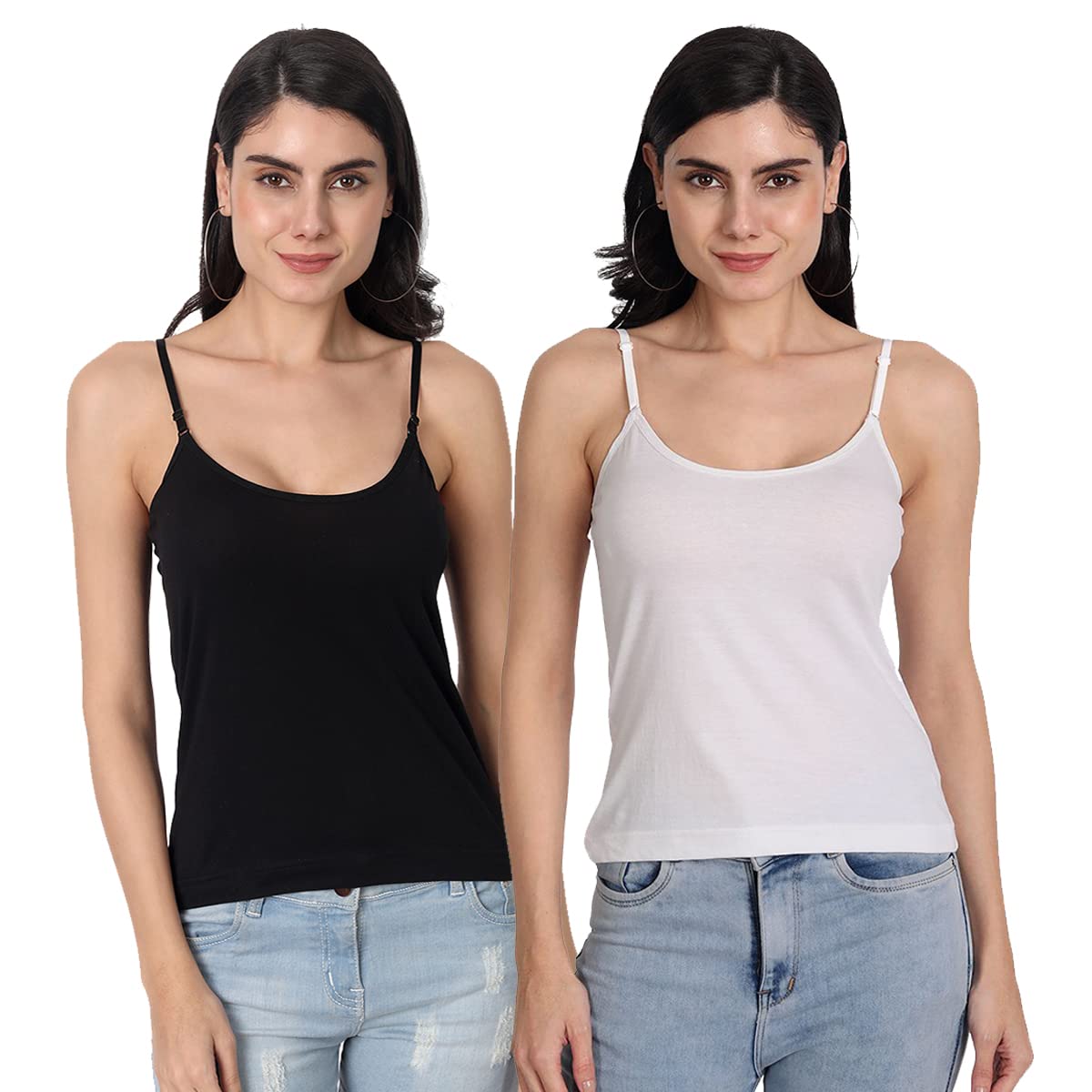 aimly Women's Cotton Sleeveless Adjustable Strap Spaghetti - Pack of 2-picture-10