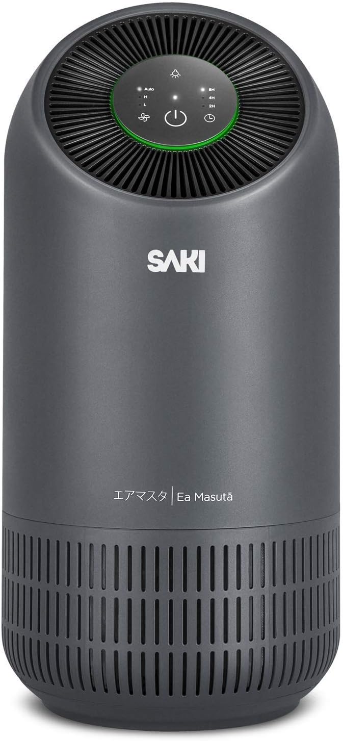 SAKI True HEPA H13 Filter Air Purifier for Bedroom, Home or Office to Purify Air in Rooms up to 129 Square Feet, With Smart Air Quality Monitor