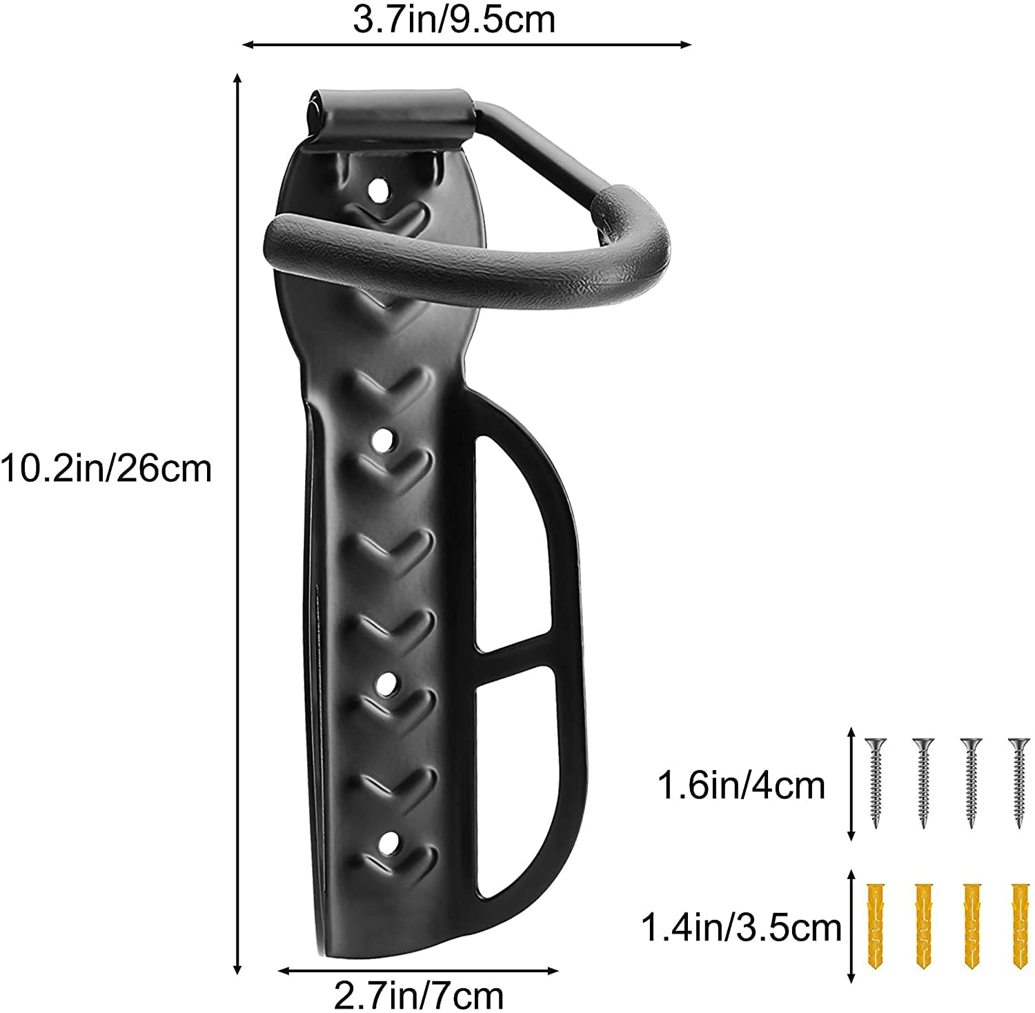 Lot De 2 Supports Muraux Vélo – Crochet Mural Robuste En Acier Avec Revêtement Antirouille, Idéal Garage, Maison, Extérieur (Noir)