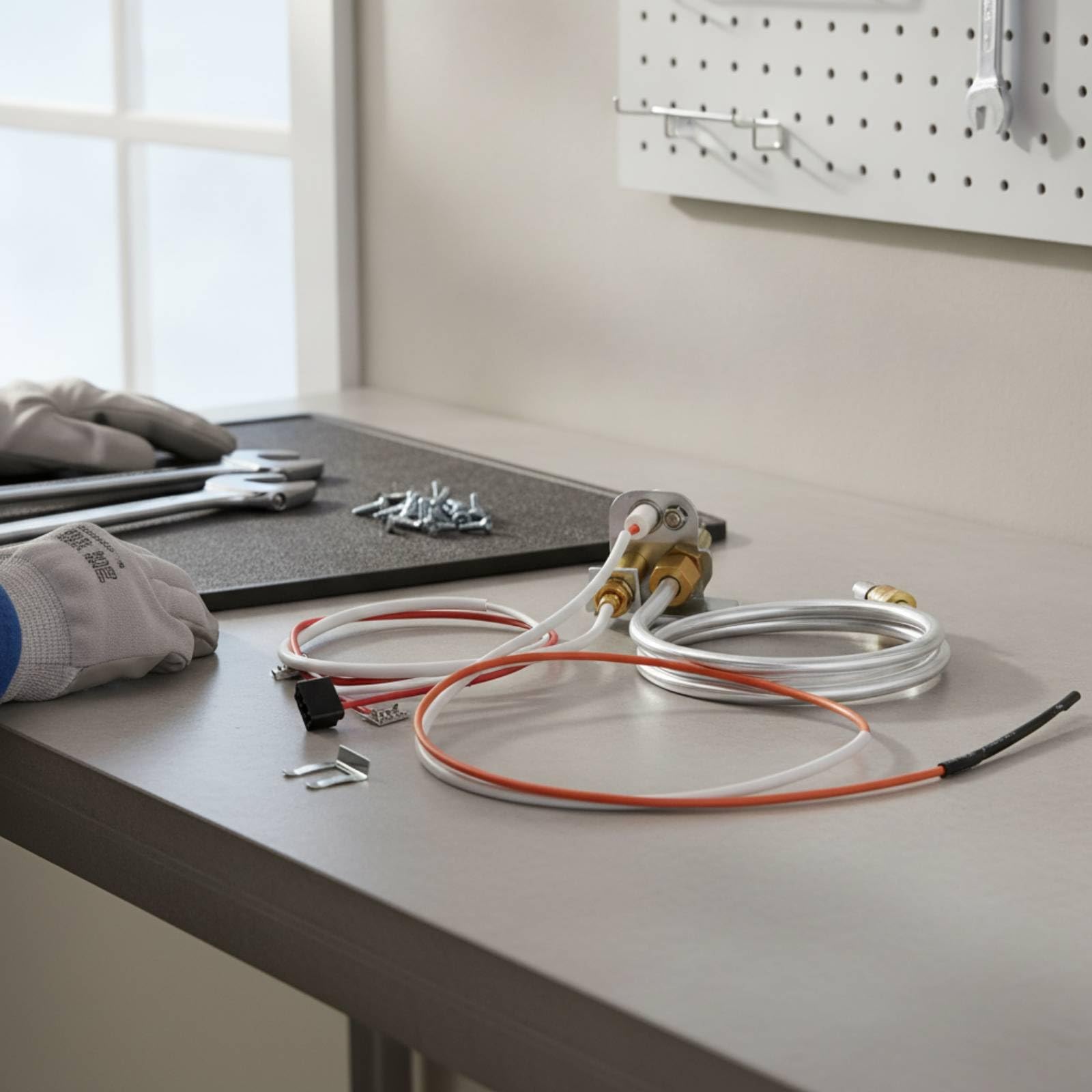 Heater Component Ersatzteil Zündbrenner Baugruppe Thermoelement Pilotflamme Metallhalterung Messinganschlüsse Sichere Zündung Und Flammenüberwachung