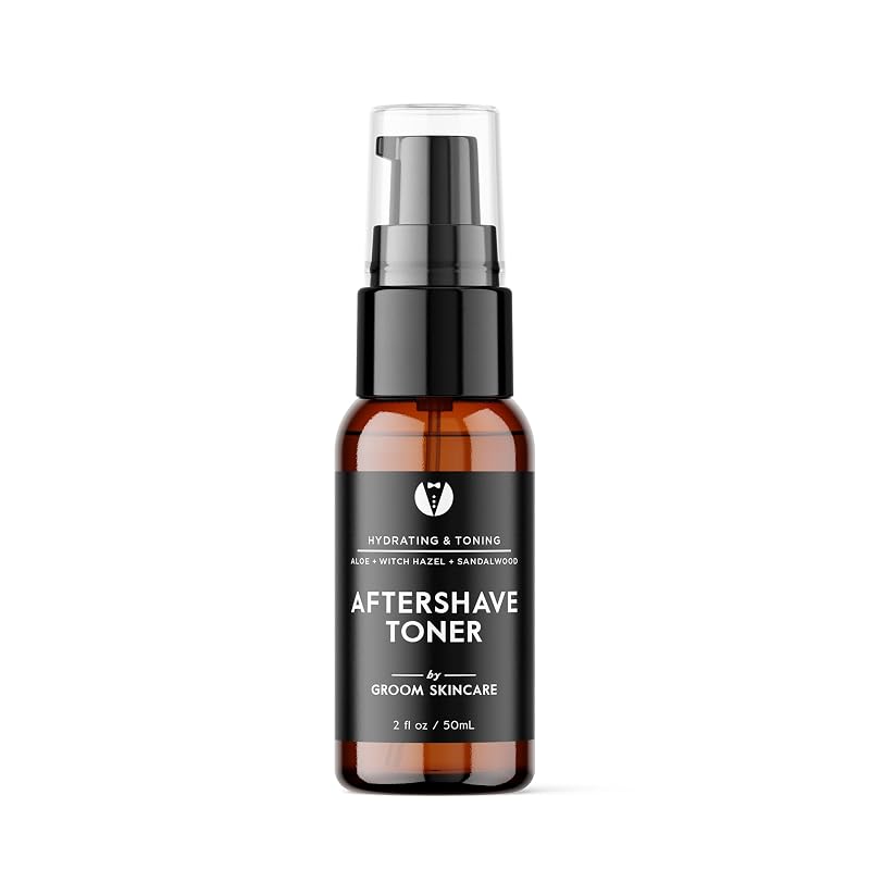 Tônico pós-barba Groom Skincare com aloe vera, sândalo, camomila e vitaminas A e E, 60 mL