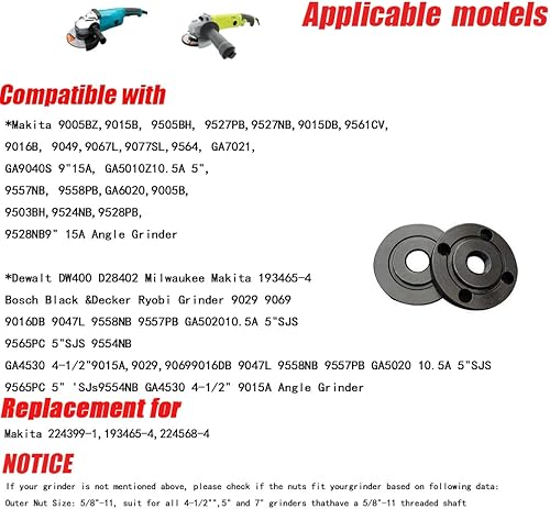 Miniatura 4 de Llave angular de brida de amoladora, tuerca de bloqueo de metal para DW Milwaukee Makita 193465-4 compatible con Bosch Black & Decker Ryobi 4.5