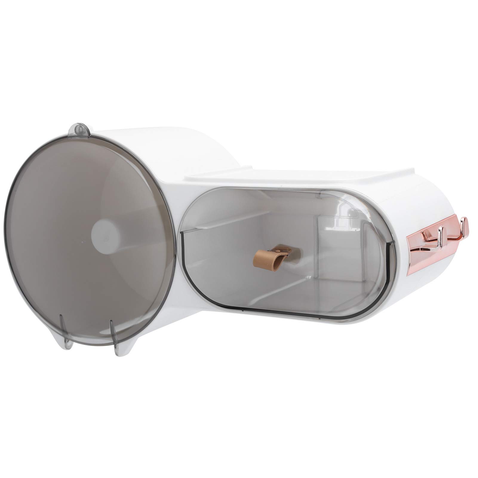 Beufee Toilet Paper Holder for Bathroom, Wall Mounted Multifunction Tissue Roll Storage Box with Drawer for Bathroom Kitchen (Round White)