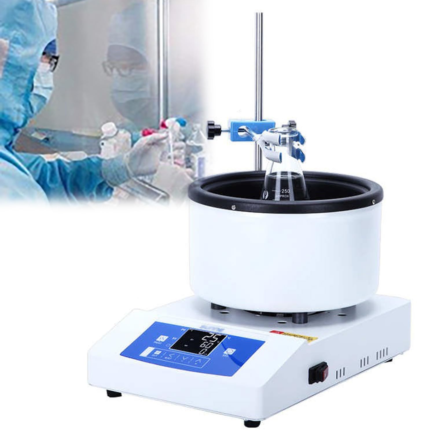 Olla calefactora con agitación magnética de laboratorio, mezclador agitador calentado magnético de 1 litro, baño de agua y baño de aceite, sistema de control de temperatura con pantalla digital, para