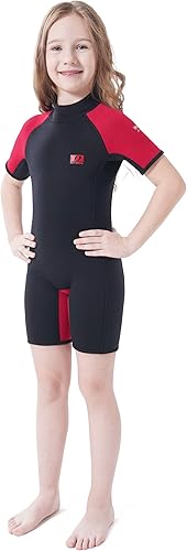 Dark Lightning Shorty Wetsuits for Kids Boys and Girls, 2MM Neoprene Thermal Swimsuit, ToddlerJuniorYouth Wet Suits