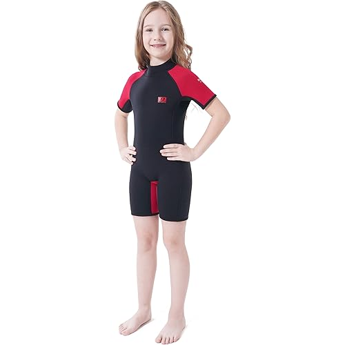 Dark Lightning 3/2mm Kids Wetsuit for Boys and Girls, Neoprene Thermal Swimsuit, Toddler/Junior/Youth One Piece Wet Suits for Scuba Diving
