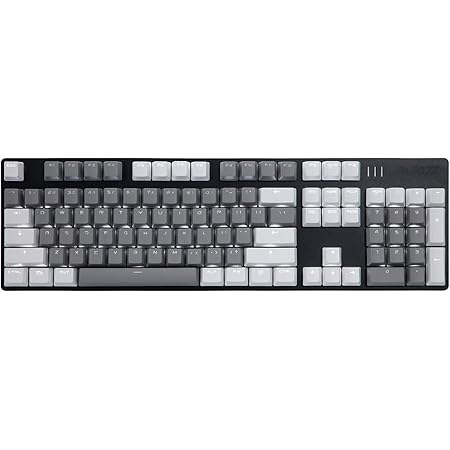 AK50 Wired Classic 104 Mechanical Gaming Keyboard – Blue Switches - PBT Keycaps – White-Grey Matching – White Backlit - Durable Aluminum Frame – for Windows Computer Office Gaming PC - Black