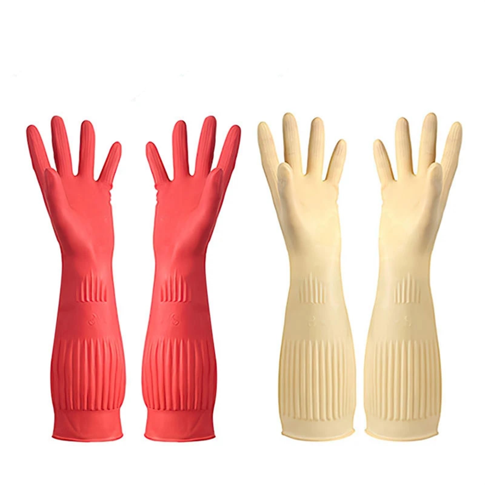 Guantes de limpieza Guantes de goma for el hogar, largos, reutilizables, for cocina, tareas domésticas, guantes de cocina(Red)