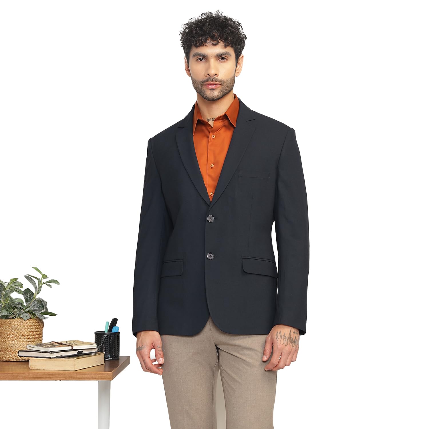 Slim Fit Single-Breasted Stretchable Blazer for All Seasons