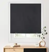 Persianas de rolô LazBlinds 100% blackout, não requer ferramentas nem perfuração, sem cordas, para janelas, isolamento térmico e proteção UV, privacidade para o quarto (91 x 183 cm, preto)