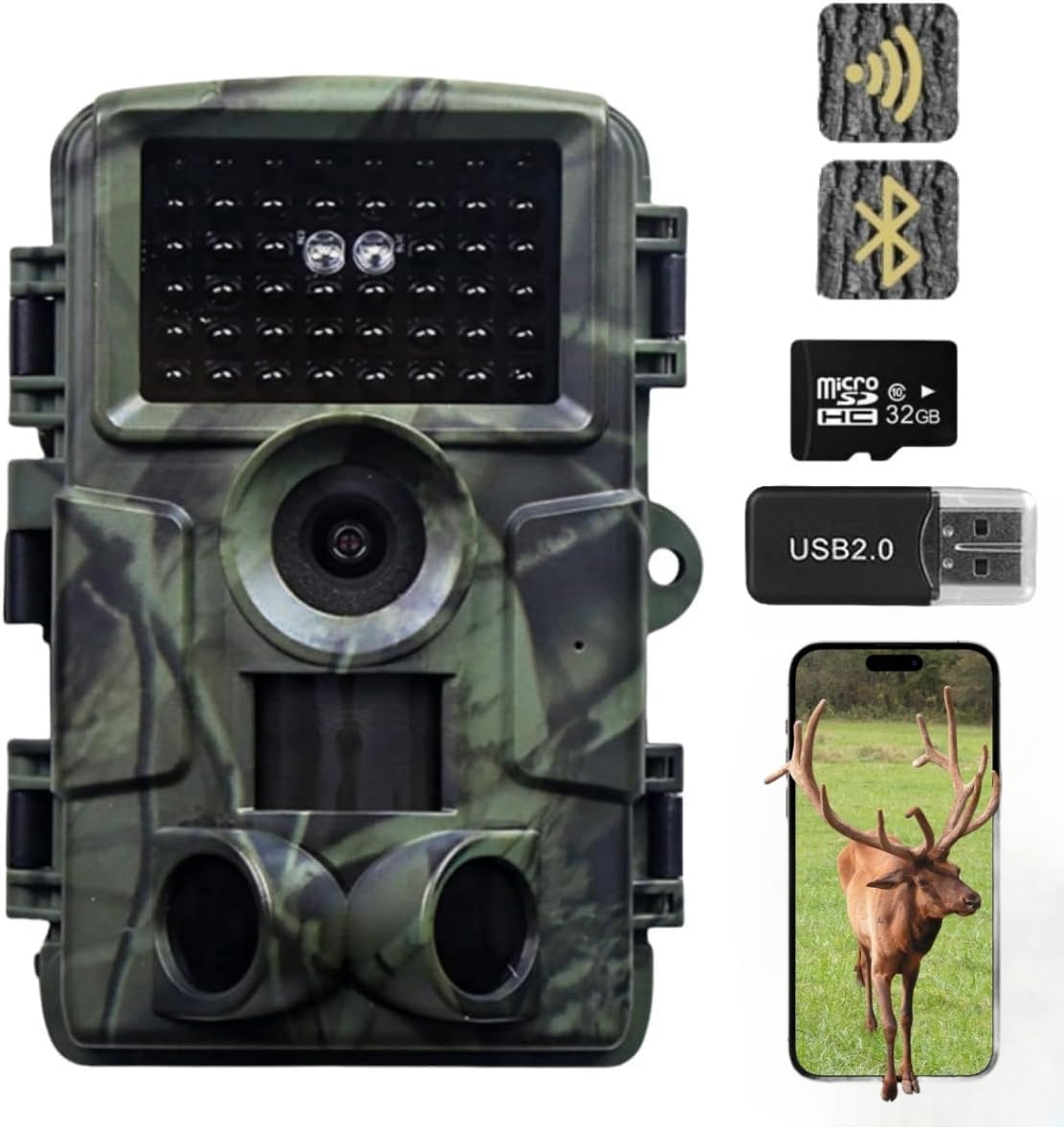 Wildlife - Cámara con sensor de movimiento, visión nocturna, WiFi con aplicación de transferencia móvil, 60 MP, 4K, visión nocturna 0,2 s, 940 nm, sin luz infrarroja, para exteriores