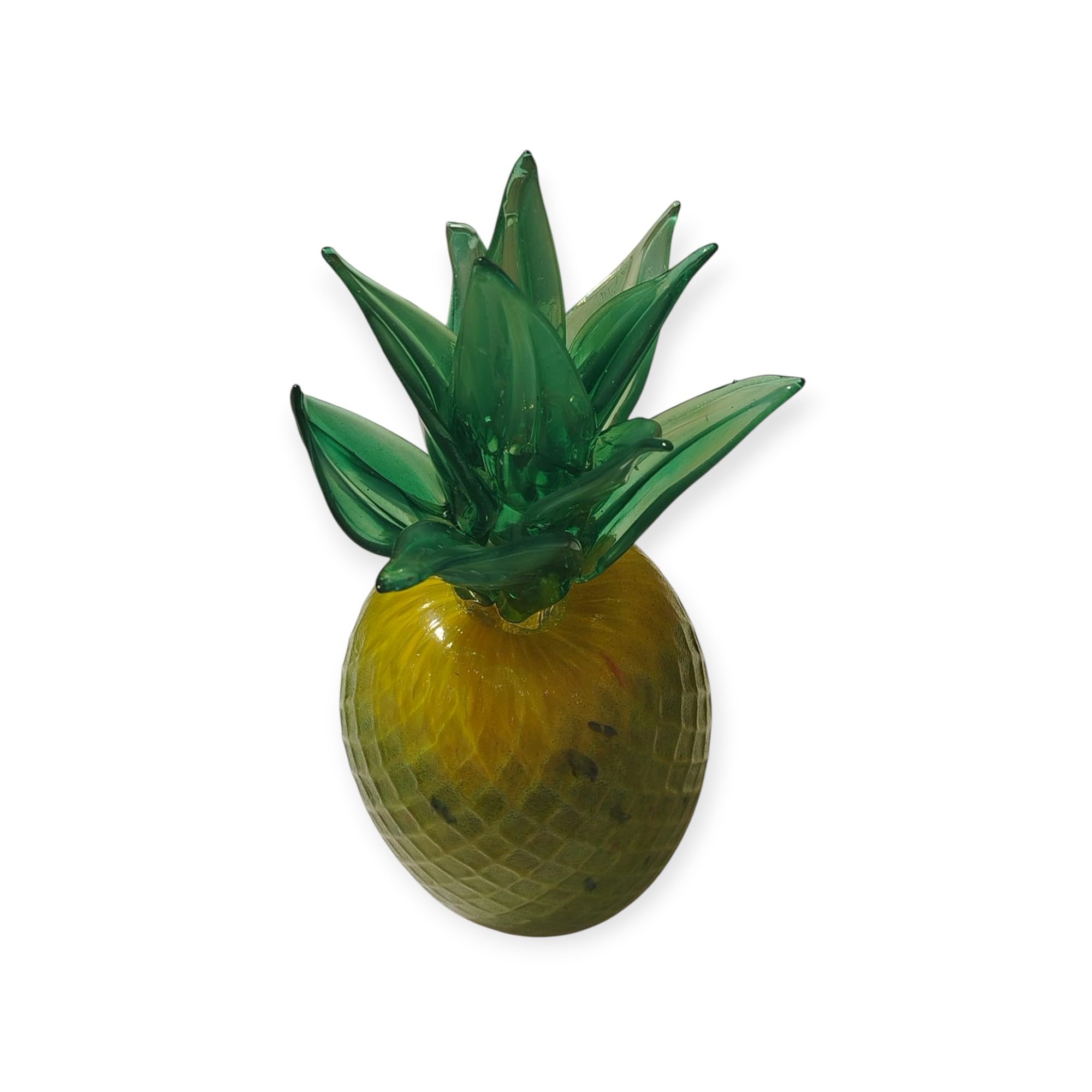 Sculpture Ananas en Verre de Murano Certifié « Aura Tropicale » H28cm Fait à la Main Objet Décoratif de Luxe Authentique Fabriqué en Italie