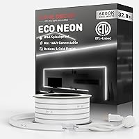 Vista 57 de Shine Decor Tira de luces LED de cuerda AC 120V, tira de neón eco sin puntos de 120LEDs/M, conectable y cortable, ETL IP65 impermeable y resistente