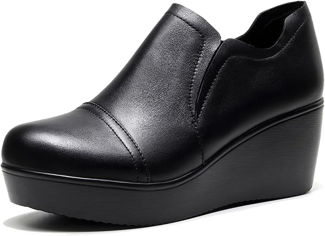 Women's Wedge Heel Booties - Comfortable Slip-On Design