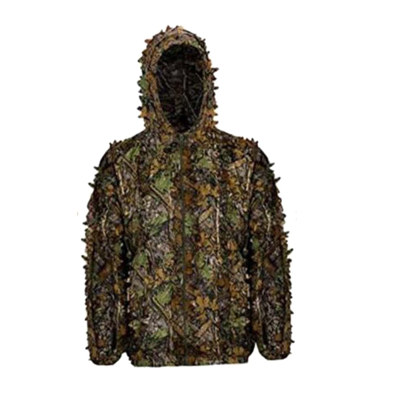 Milageto Ghillie Suit Set Woodland Camouflage 3D Leafy Hunting Costume for Outdoor Game, M L