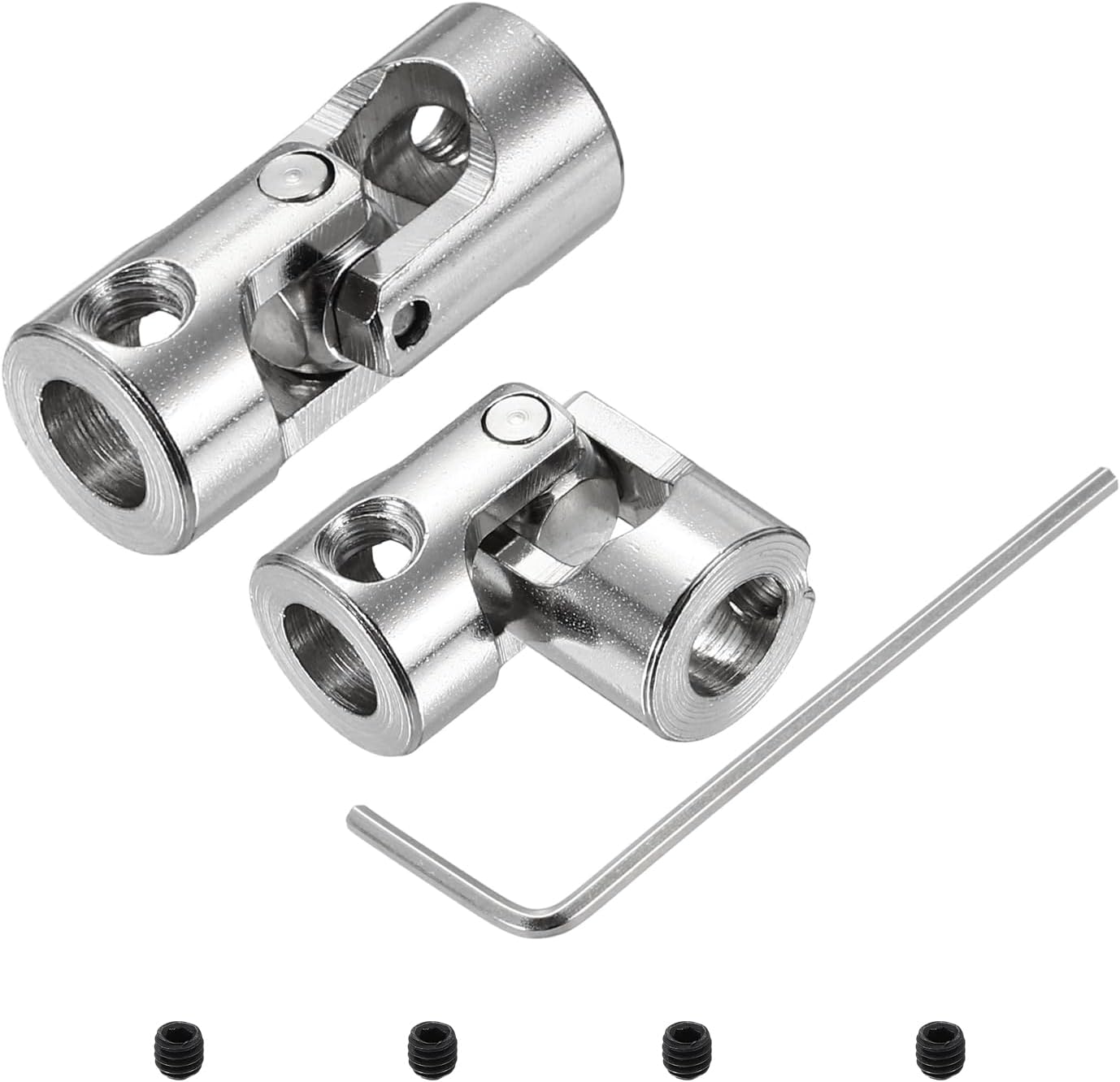 sourcing map 2pcs Universal Joint Shaft Coupling, 6mm to 6mm Inner Dia Rotatable Steering Shaft U Joints Coupler with Screws & 2mm Wrench for RC Car, Robot, Boat Drive Ship Motor Use