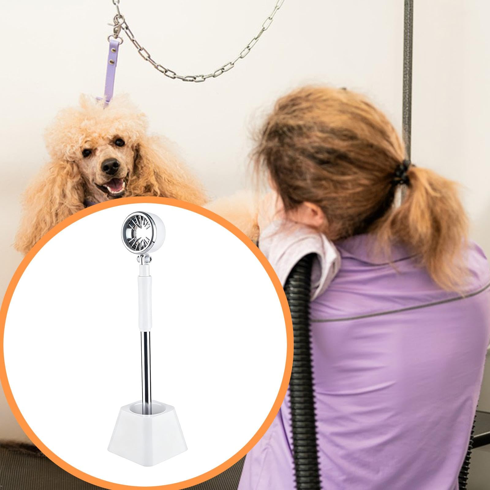Soporte para Secador de Pelo de Mascotas, Accesorios de Peluquería para Esteticistas, Base Estable, Resistente Y Flexible para El Cuidado de Mascotas, Blanco