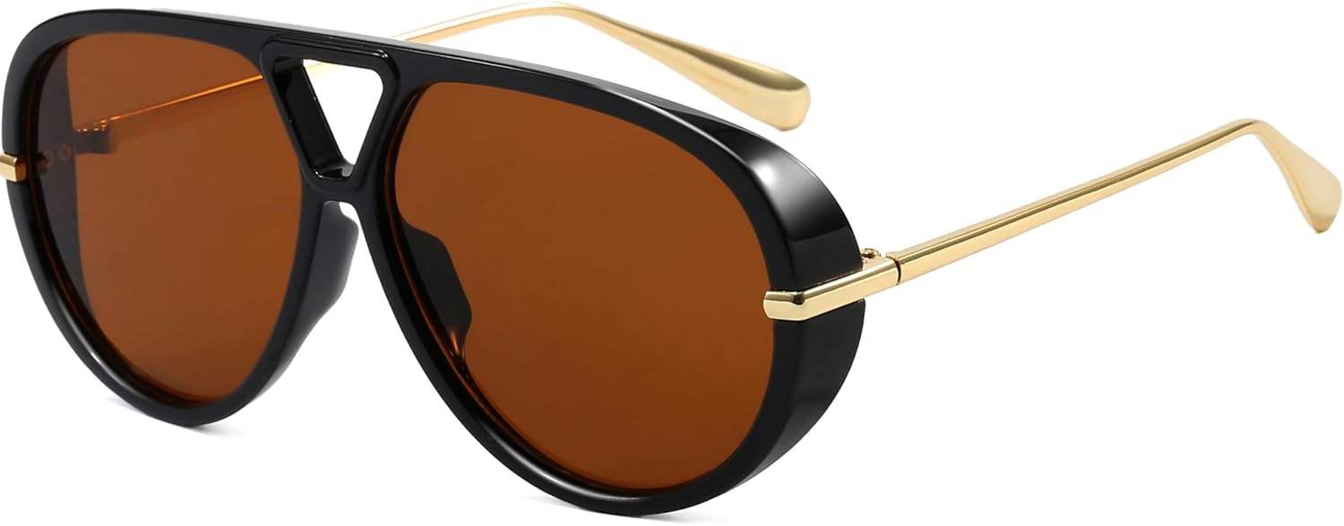 SevenColor Trendy Oversized Aviator Sunglasses for Women Men Retro Big Round Shield Sun Glasses Vintage Shades