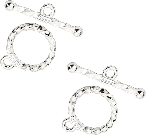 Miniatura 9 de OHINGLT Cierre de palanca S925 para hacer joyas, cierres y cierres de pulsera OT, anillo texturizado de plata de ley 925 y redondo para collar y