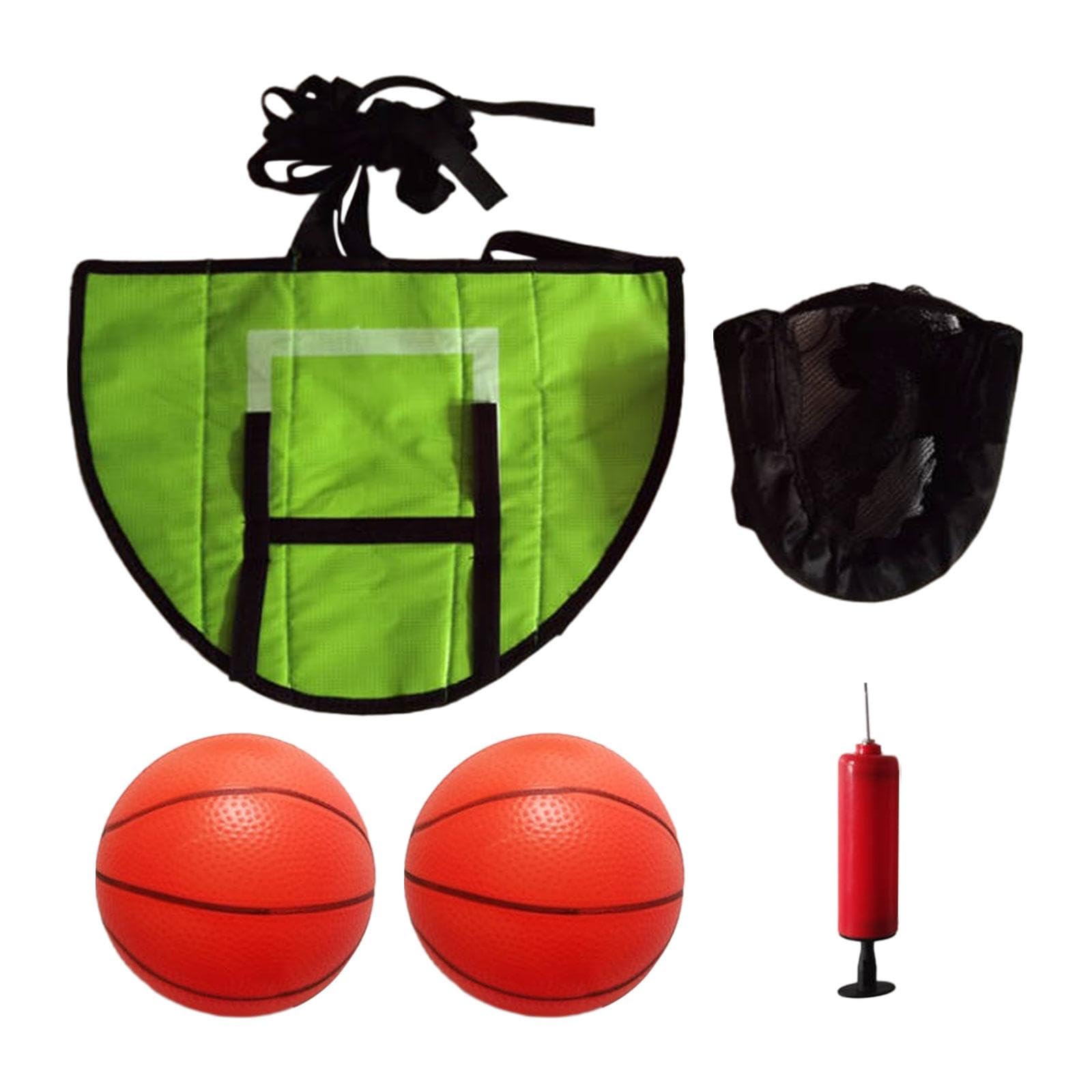 RNXRZANK Mini Basketball Hoop for Trampoline with Enclosure Basketball Frame Outdoor for Kids Adults Trampoline Attachment Accessories, with 2pcs Balls