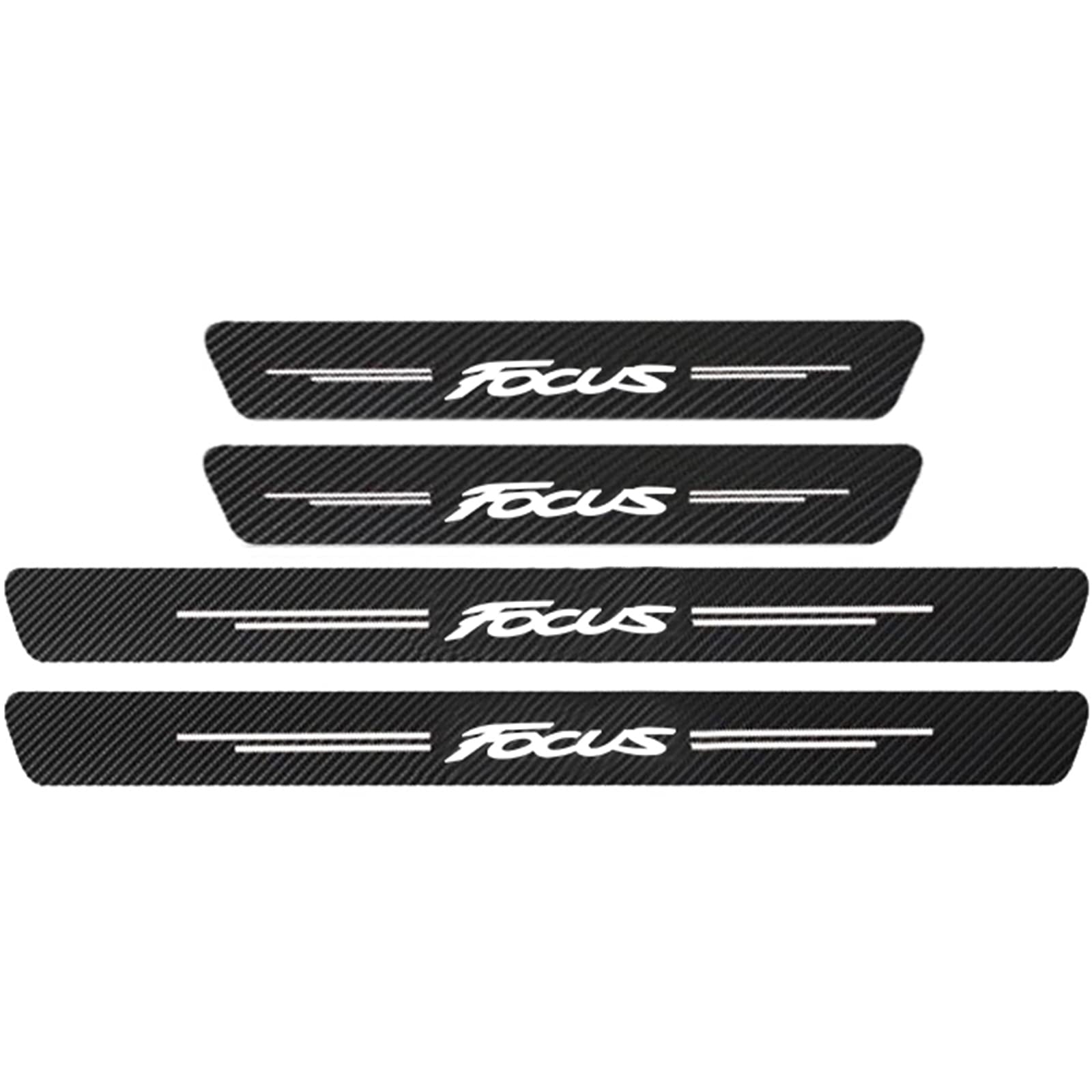 Eagleg Focus 4Pcs Door Sills Scuff Plate Sticker For Fo-Rd Fiesta Etc Multi Model Series, Carbon Fiber Car Door Sill Protector Film Welcome Pedal Plate Guards Strip Car Styling Accessories,