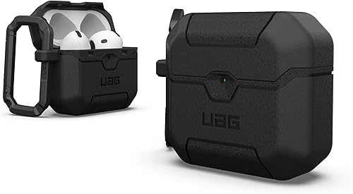 URBAN ARMOR GEAR UAG - Funda protectora resistente de grado militar a prueba de caídas diseñada para AirPods de 4ª generación, con clip de mosquetón