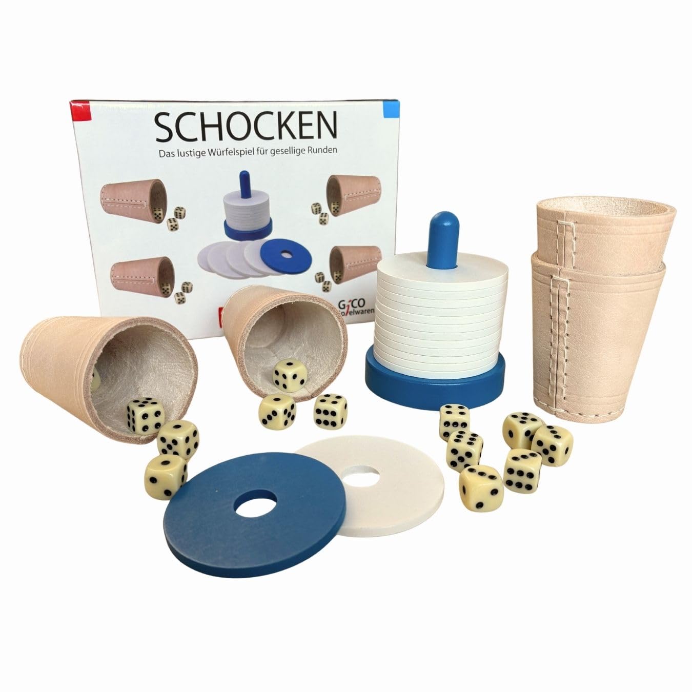 GICO Schocken Set - Complete with Shock Cutlery, 4 Dice Cups and 12 Dice - Jule Meiern Maxen Mörkeln - 7959