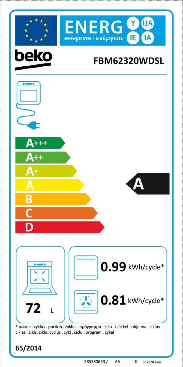 Beko FBM62320WDSL Freistehender Herd Multifunktionsofen mit Gaskochfeld 72 l Garraum 4 Kochzonen Weiß